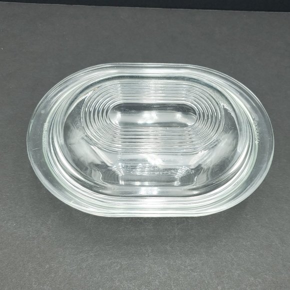 Pyrex Clear Glass Oval Refrigerator Dish w Ribbed Lid 602-B 700 ml 24 oz - Picture 3 of 12
